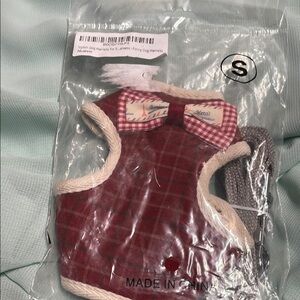 Stylish Red Plaid Dog Harness with Bow Tie